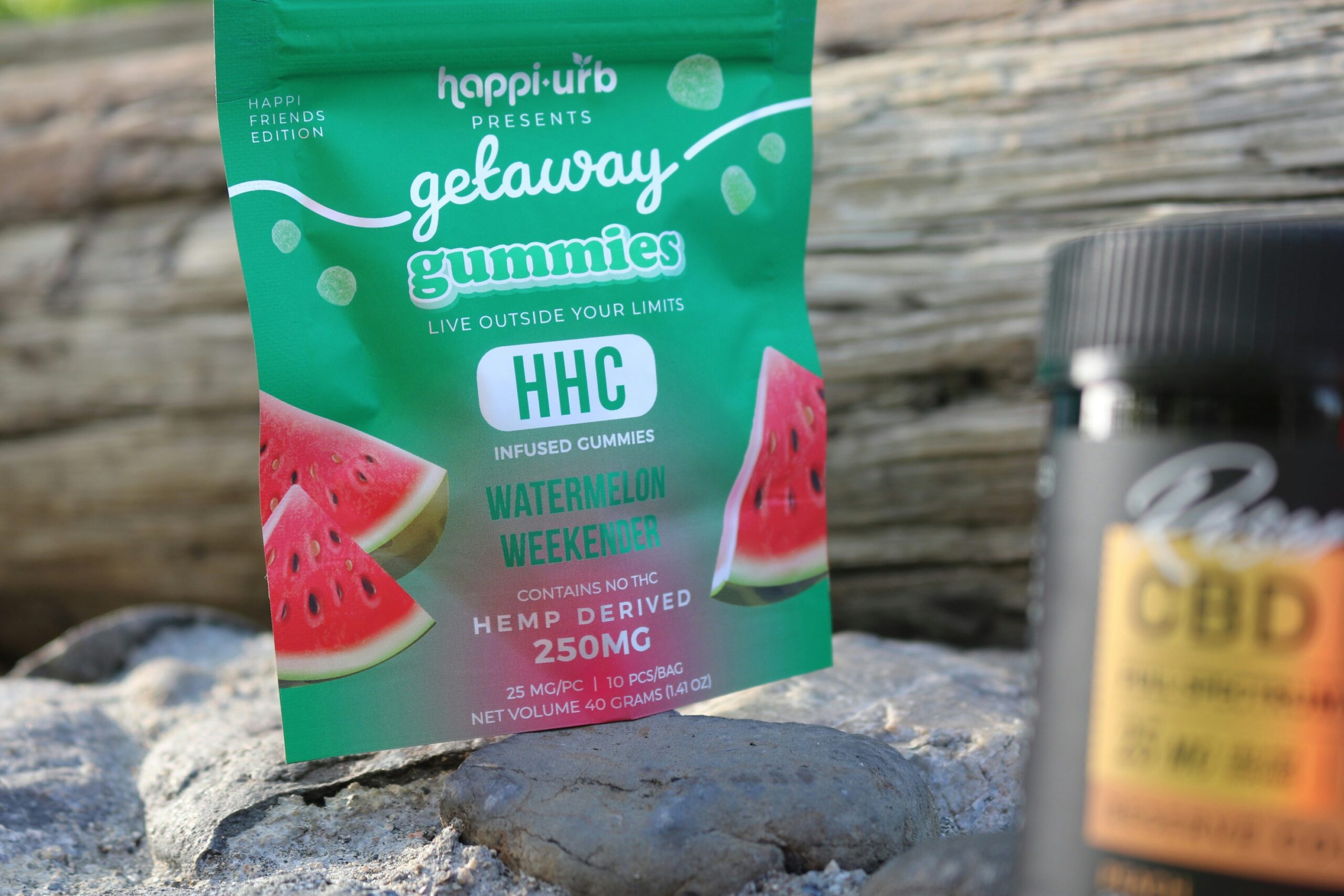 Close-up of fruit-flavored CBD gummies used for wellness and daily hemp supplementation.